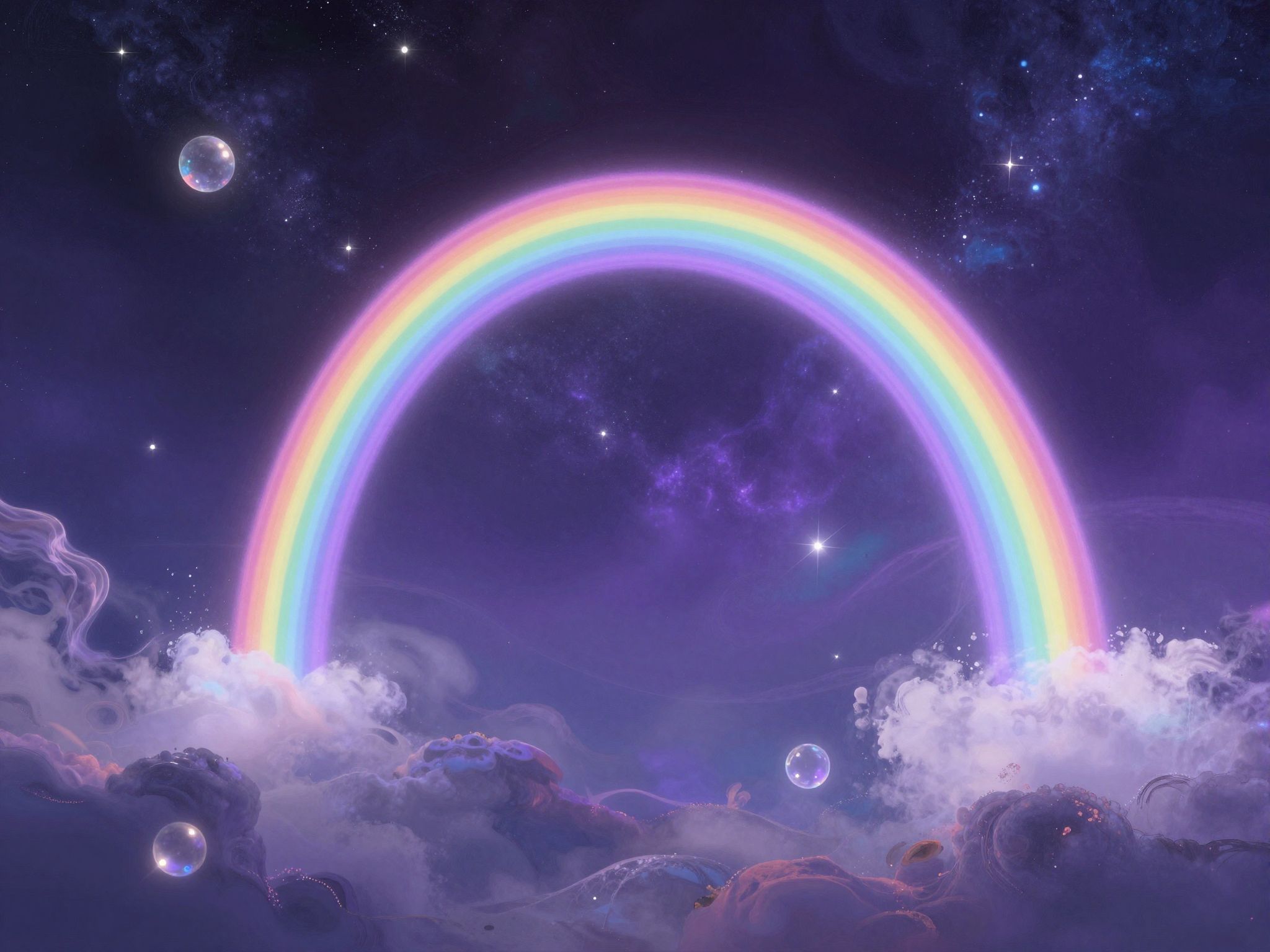 A lila szivárvány a spirituális átalakulás és belső béke jelképe.