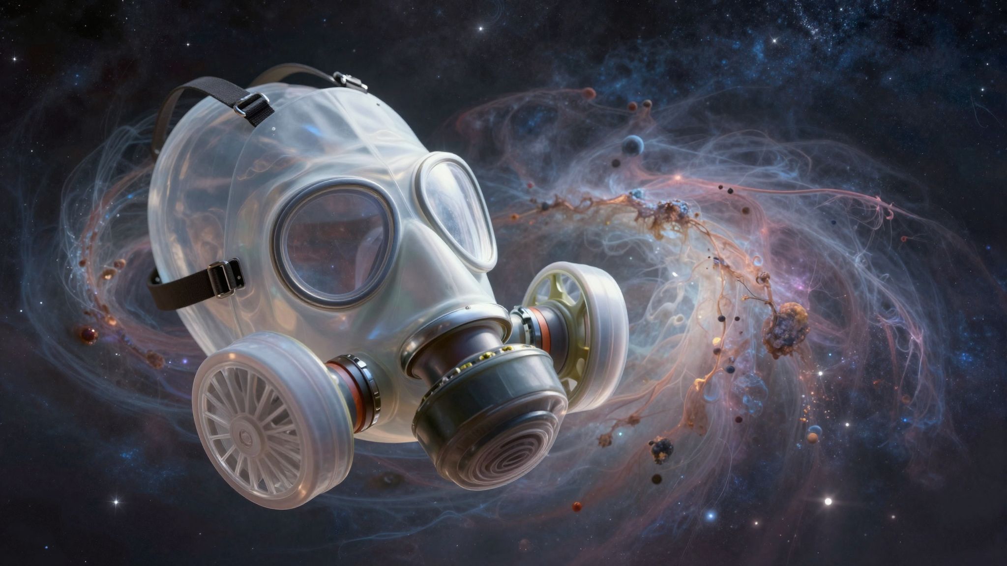 Az átlátszó gázmaszk az őszinteség és sebezhetőség jelképe lehet.