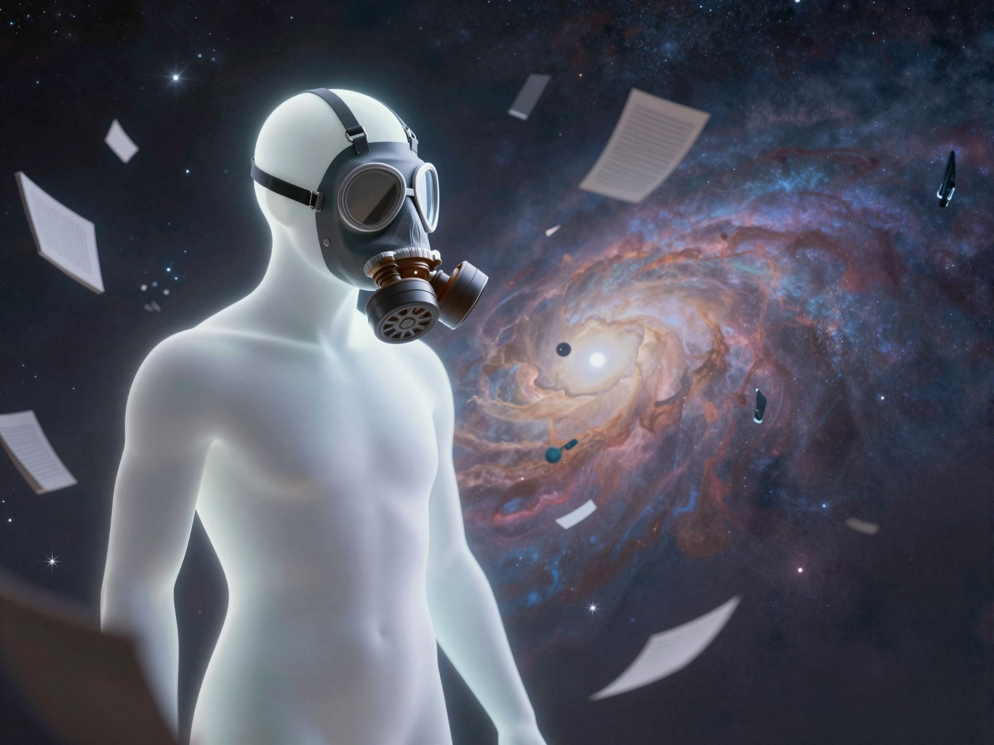 A gázmaszk a munkahelyi stressz és elvárások szimbóluma.