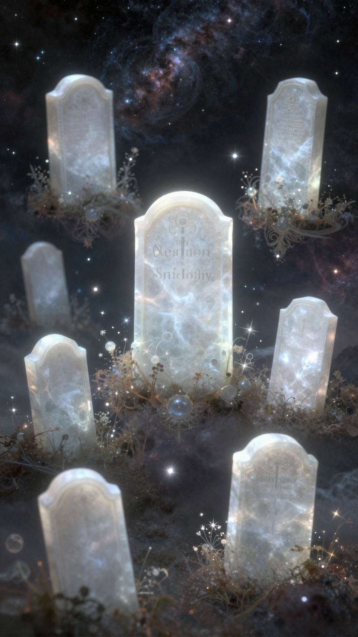 Az alabástrom sírkő álmok a múlthoz kötődő lezárást jelzik.