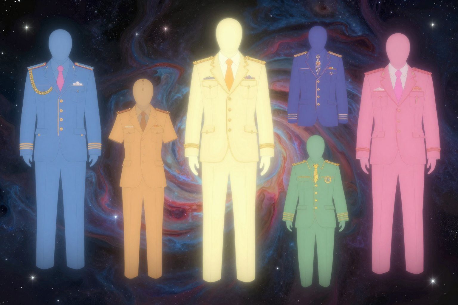 Az egyenruha színei a hatalom és önkifejezés szimbólumai.